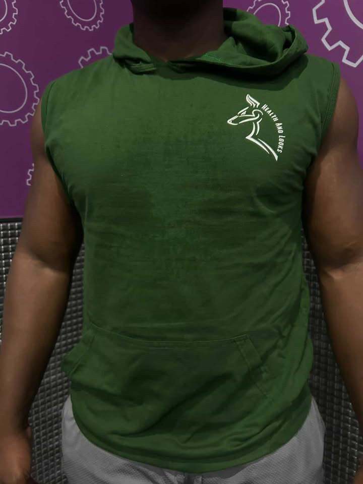 Tdim green sleevless hoodie