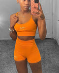 Orange female biker sets